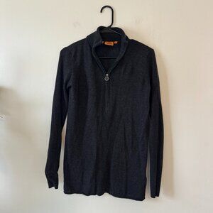 TORY BURCH 1/2 Zip Wool Cashmere Sweater with Gold Hardware